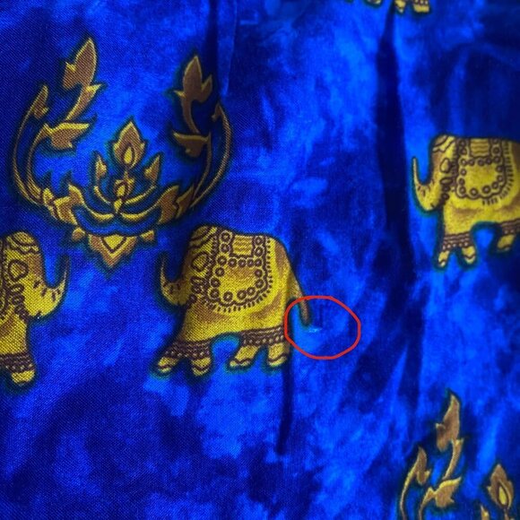 Elephant Print Made in Thailand Blue & Gold Wrap Skirt Midi Skirt Size O/S Large - Picture 13 of 13